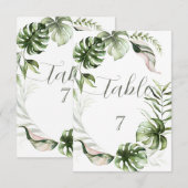 Invitation Watercolor Tropical Leaves Greenery  (Devant / Derrière)