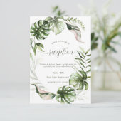 Invitation Watercolor Tropical Leaves Greenery  (Debout devant)