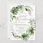 Invitation Watercolor Tropical Leaves Greenery  (Devant)
