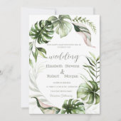 Invitation Watercolor Tropical Leaves Greenery  Wedding (Devant)