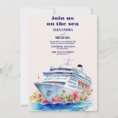 Invitation Watercolor Tropical Seascape Beach Mariage de croi (Devant)