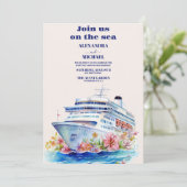 Invitation Watercolor Tropical Seascape Beach Mariage de croi (Debout devant)
