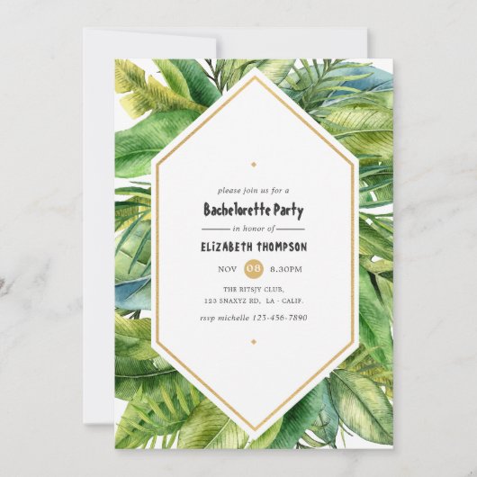 Invitation Watercolor Tropical Summer Bachelorette Party (Devant)