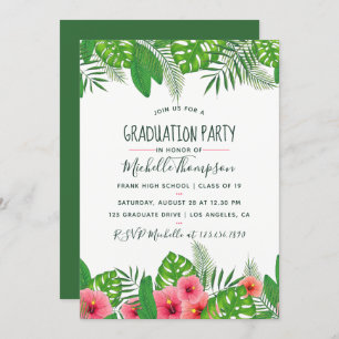 Invitation Watercolor tropicale Graduation Party