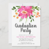 Invitation Watercolor Tropics Graduation Party (Devant)