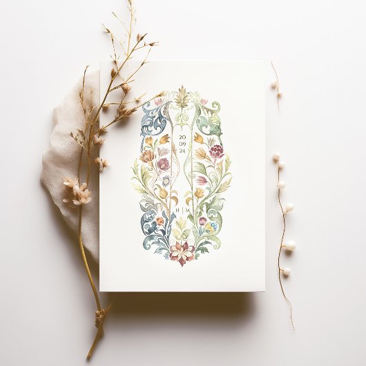 Invitation Watercolor Tulip Art Nouveau Mariage