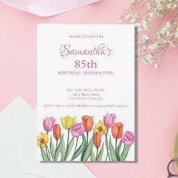 Invitation Watercolor Tulips 85e anniversaire