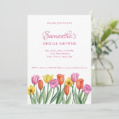 Invitation Watercolor Tulips Bridal Shower  (Debout devant)