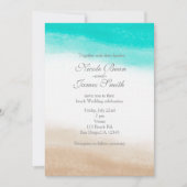 Invitation Watercolor Turquoise & Tan Elegant Beach Wedding (Devant)