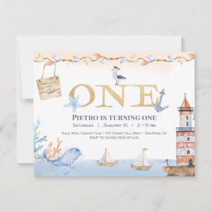 Invitation Watercolor Under the Sea Boy's 1er Birthday