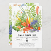 Invitation Watercolor Veggie Patch Anniversaire (Devant / Derrière)