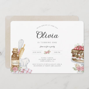 Invitation Watercolor Vintage Boho Baking Anniversaire