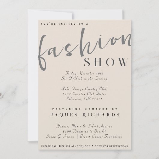 Invitation Watercolor Vogue Couture Mode Show (Dos)