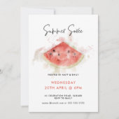 Invitation Watercolor Watermelon fête d'été (Devant)