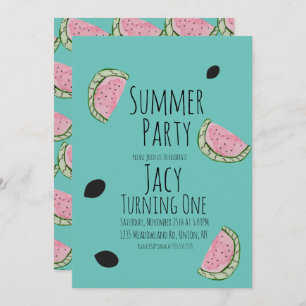 Invitation Watercolor Watermelon Semences d'été fête d'annive