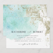 Invitation Watercolor Waves Pastel Mariage (Devant / Derrière)