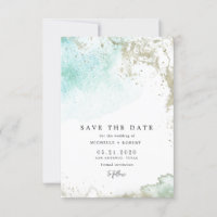 Watercolor Waves Pastel Photo Enregistrer La Date