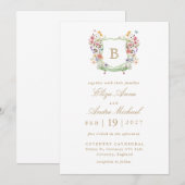 Invitation Watercolor Wedding Crest  (Devant / Derrière)