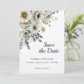 Invitation Watercolor Wedding Flowers Save the Date (Debout devant)