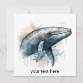 Invitation Watercolor Whale Wonder, personnalisé (Devant)