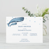 Invitation Watercolor Whales Ocean Baby shower (Debout devant)