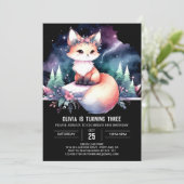 Invitation Watercolor Whimsical Fox Anniversaire numérique (Debout devant)