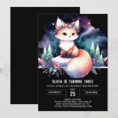 Invitation Watercolor Whimsical Fox Anniversaire numérique (Devant / Derrière)