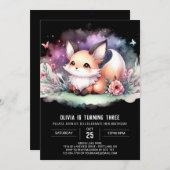 Invitation Watercolor Whimsical Fox Anniversaire numérique (Devant / Derrière)