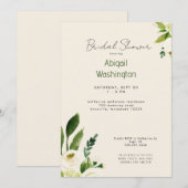 Invitation Watercolor White Floral Cream Bridal Show (Devant / Derrière)