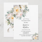 Invitation Watercolor White Peonies Engagement Party (Devant / Derrière)