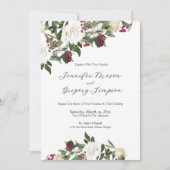Invitation Watercolor White Roses with Cranberry Wedding (Devant)