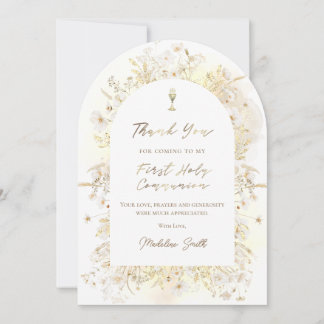 Invitation watercolor white yellow flowers thank you card
