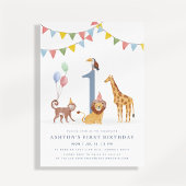 Invitation Watercolor Wild Animals First Birthday