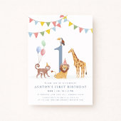 Invitation Watercolor Wild Animals First Birthday
