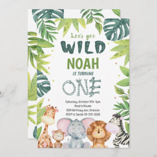 Invitation Watercolor Wild One Safari 1er Anniversaire Invita