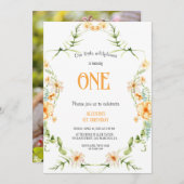 Invitation Watercolor Wildflower 1st Birthday Mauve Girl (Devant / Derrière)