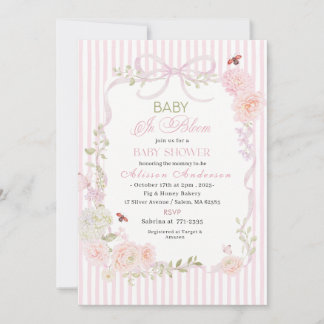 Invitation Watercolor Wildflower  Baby in Bloom Baby shower