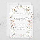 Invitation Watercolor Wildflower Butterfly Modern Wedding (Devant)