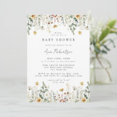 Invitation Watercolor Wildflower Field Baby Shower (Debout devant)