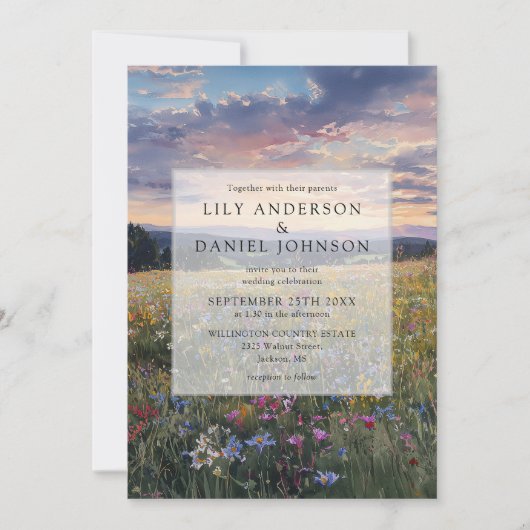 Invitation Watercolor Wildflower Floral Meadow Wedding (Devant)