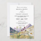Invitation Watercolor Wildflower Mountain QR Code Wedding (Devant)