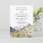 Invitation Watercolor Wildflower Mountain QR Code Wedding (Debout devant)