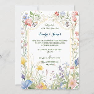 Invitation Watercolor Wildflower Spring Garden Floral Wedding