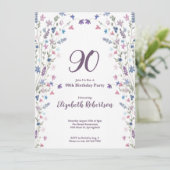 Invitation Watercolor Wildflowers Women's 90th Birthday (Debout devant)