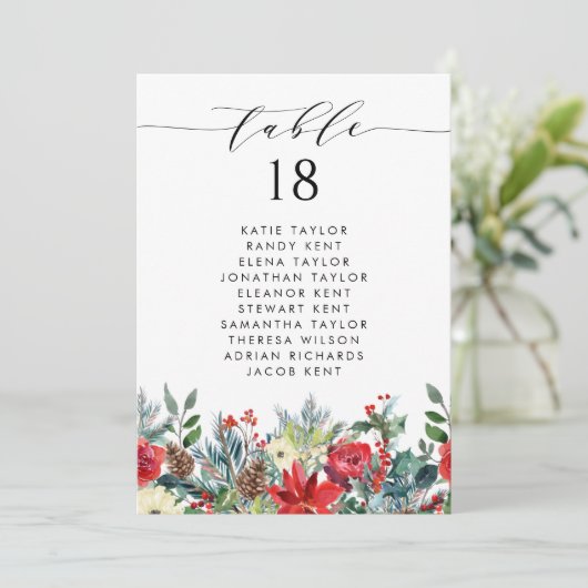 Invitation Watercolor Winter Blooms Floral Mariage Table Plan (Debout devant)