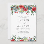 Invitation Watercolor Winter Blooms Garland Mariage (Devant)
