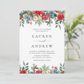Invitation Watercolor Winter Blooms Garland Mariage (Debout devant)