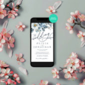 Invitation Watercolor Winter Blue Floral Wedding Party