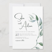 Invitation Watercolor Winter Feuilles mariage fête (Devant)