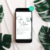 Invitation Watercolor Winter Feuilles mariage fête